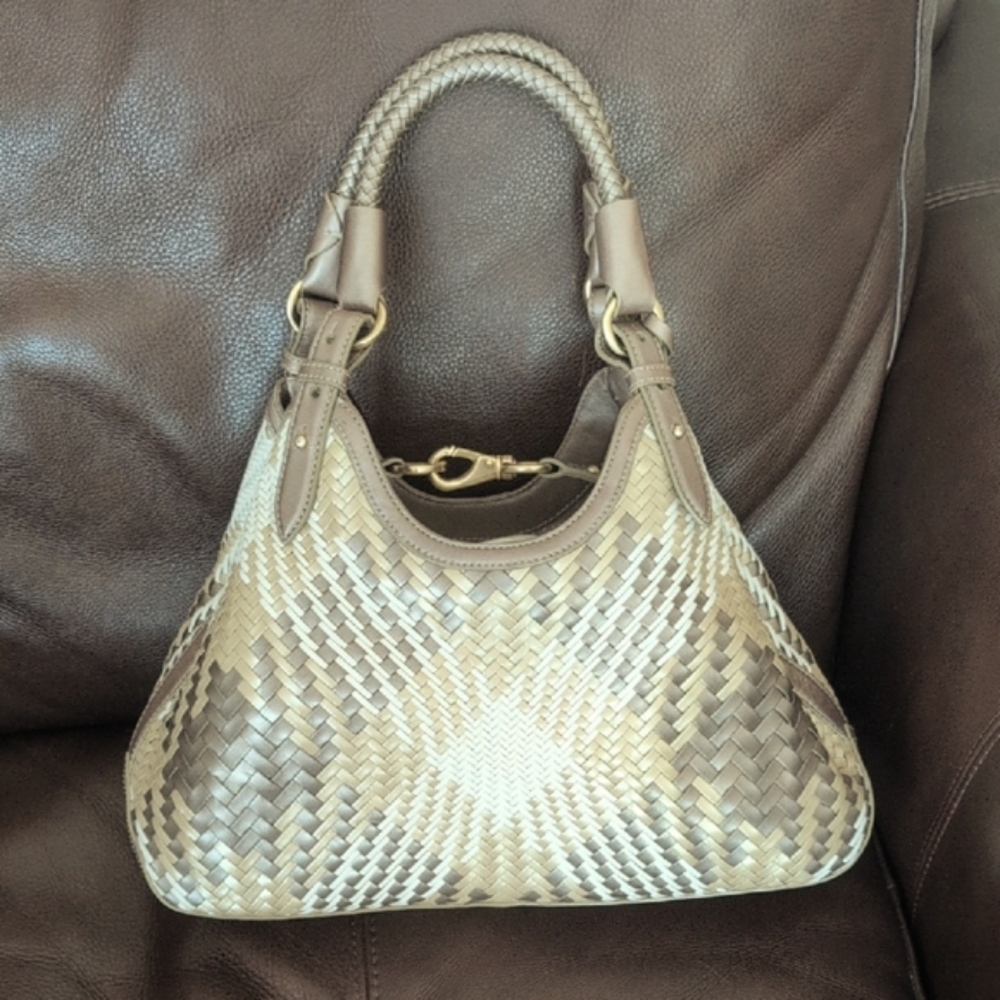 Cole Haan Genevieve Bag In Metallic And White Leather